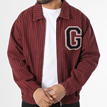 Ikao - Chaqueta de rayas burdeos con cremallera