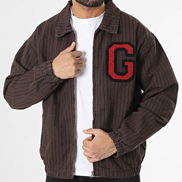 Ikao - Chaqueta marrón a rayas con cremallera
