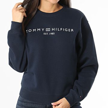 Tommy Hilfiger - Sudadera de cuello redondo para mujer Reg Corp Logo 9791 Azul Marino