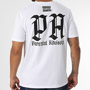 Parental Advisory - Tee Shirt Oversize Large Logo Gothic Back Blanco