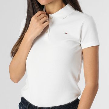 Tommy Jeans - Polo de manga corta para mujer Essential 0160 Blanco