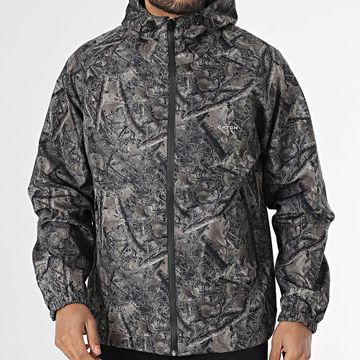 Ikao - Caqui Verde Gris Negro Chaqueta con cremallera y capucha