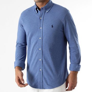 Polo Ralph Lauren - Camisa de manga larga Chiné Oxford azul