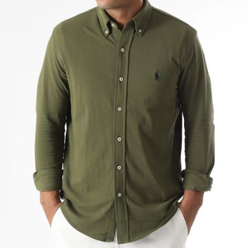 Polo Ralph Lauren - Camisa Oxford Manga Larga Verde Caqui
