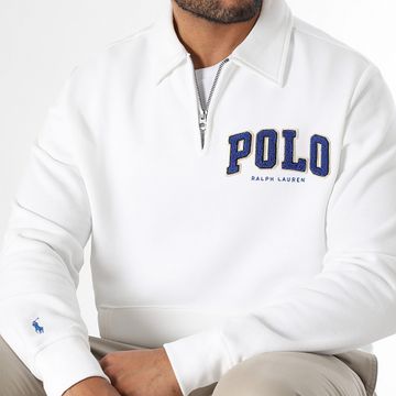 Polo Ralph Lauren - Sudadera con cuello de cremallera de forro polar con logotipo Blanco