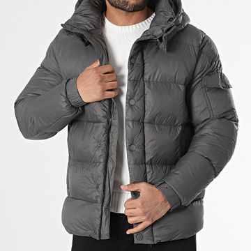 Frilivin - Abrigo con capucha gris marengo
