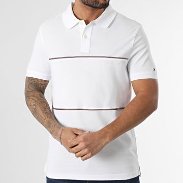 Tommy Hilfiger - Global Stripe Blocking Polo Manga Corta 8125 Blanco