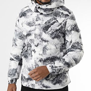 KZR - Chaqueta con capucha Gris Carbón Blanco