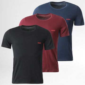 HUGO - Lote de 3 camisetas 50480088 Negro Azul marino Burdeos