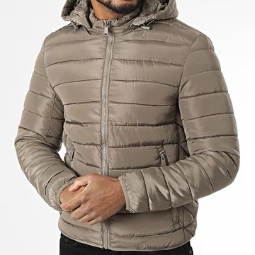 Kymaxx - Abrigo con capucha topo
