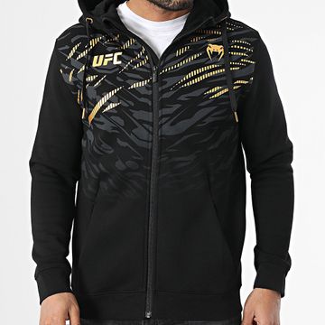Venum - Sudadera con capucha y cremallera UFC Replica Negro Oro