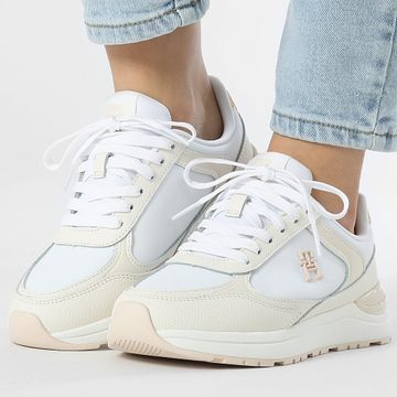 Tommy Hilfiger - Mujer Casual Fashion Runner 8325 Blanco Marfil Pétalo Zapatillas de deporte