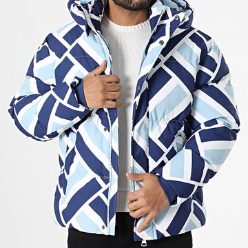 Frilivin - Blanco Azul claro Azul marino Chaqueta con capucha