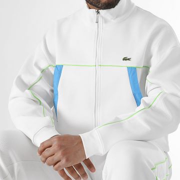 Lacoste - Chaqueta con cremallera Logo Cocodrilo Bordado Loose Fit Blanco