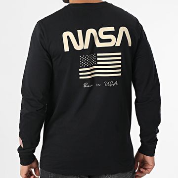 NASA - Camiseta Manga Larga Rib Flag Born Negro Beige