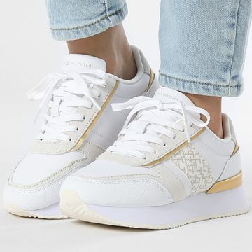 Tommy Hilfiger - Lux Monogram Runner 8387 Blanco Marfil Pétalo Zapatillas Mujer