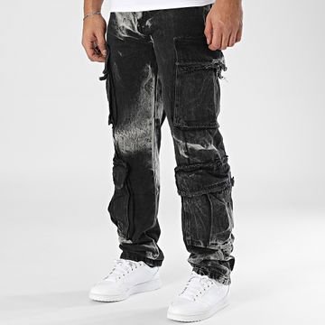 Uniplay - Pantalón cargo vaquero blanco y negro