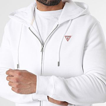 Guess - M4YQ28-K9V31 Sudadera blanca con capucha y cremallera