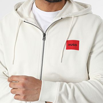 HUGO - Sudadera con capucha y cremallera 50447972 Beige claro