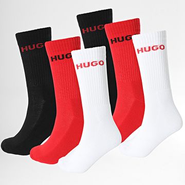 HUGO - Lote de 6 pares de calcetines 50510187 Blanco Negro Rojo