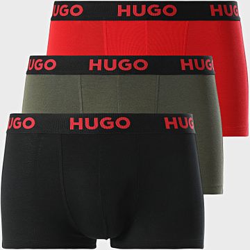 HUGO - Juego de 3 Boxers 50496723 Negro Rojo Verde Caqui