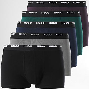 HUGO - Set De 5 Cinco Boxers 50479944 Negro Azul Marino Gris Verde Morado