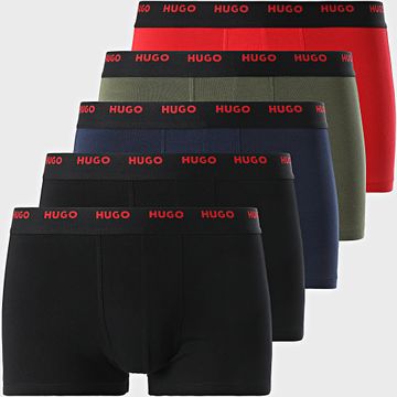 HUGO - Set De 5 Cinco 50479944 Negro Rojo Verde Caqui Azul Marino Boxers