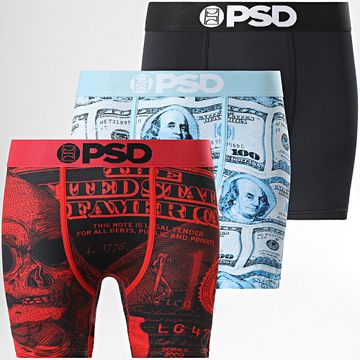 PSD - Lote de 3 Boxers 424180192 Negro Rojo Azul Claro