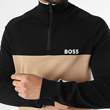 BOSS - Jersey con cremallera Hydro 50528740 Camel Negro Blanco