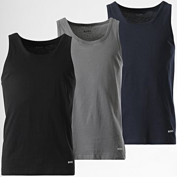 BOSS - Lote de 3 camisetas de tirantes 50532476 Negro Gris Azul Marino