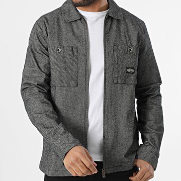 Teddy Smith - Stuart 10716992D Camisa negra con cremallera y ribetes a cuadros
