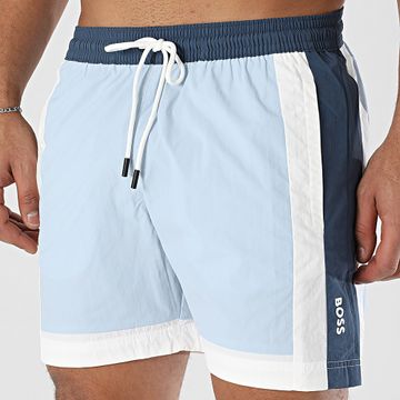BOSS - Shorts de baño con banda Remy 50534321 Azul claro Blanco Azul marino