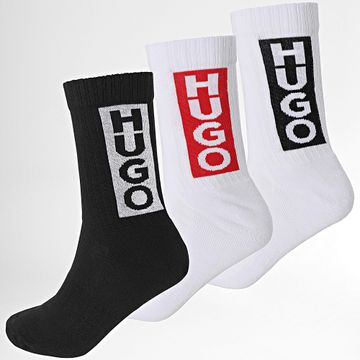 HUGO - Lote de 3 pares de calcetines 50521068 Negro Blanco Rojo
