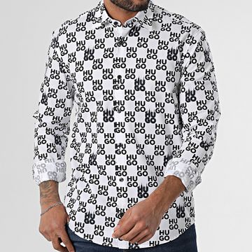 HUGO - Camisa de manga larga Ermo 50534257 Blanco Negro