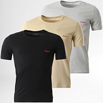 HUGO - Lote de 3 camisetas 50532811 Negro Gris Beige
