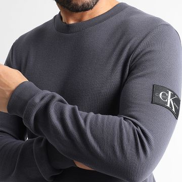 Calvin Klein - Monograma Insignia Waffle 3485 Gris Antracita Sudadera cuello redondo