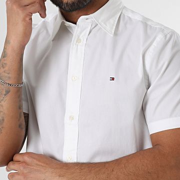 Tommy Hilfiger - Camisa de manga corta Flex Poplin Solid 7584 Blanca