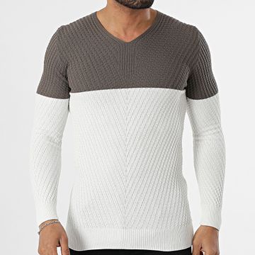 Classic Series - Blanco Topo Jersey con cuello en V