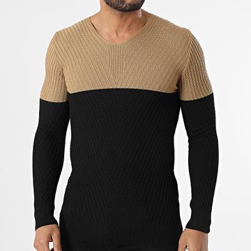 Classic Series - Camel Jersey negro con cuello en V