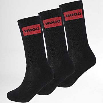 HUGO - 3 Pares Calcetines Rib Label 50531515 Negro