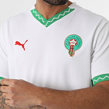 Puma - Camiseta réplica con cuello en V de Marruecos FRMF 777706 Blanca