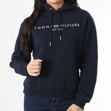 Tommy Hilfiger - Sudadera con capucha para mujer Corp Logo 3598 Azul marino