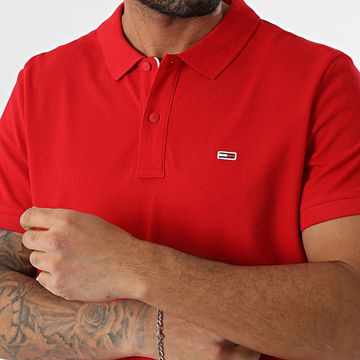 Tommy Jeans - Polo de manga corta Placket Slim 8312 Rojo