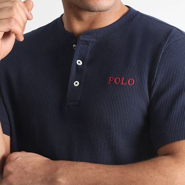 Polo Ralph Lauren - Polo Waffle Logo Manga Corta Azul Marino
