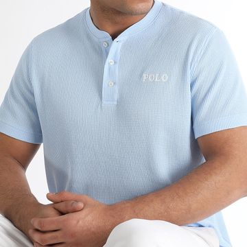 Polo Ralph Lauren - Polo Manga Corta Waffle Logo Azul Claro