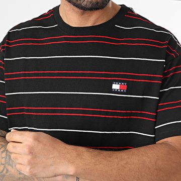 Tommy Jeans - Camiseta de rayas Badge Stripe 0675 Negro