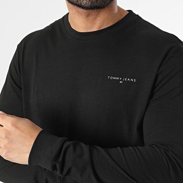 Tommy Jeans - Slim Linear Pecho Camiseta Manga Larga 1138 Negro