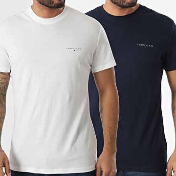 Tommy Jeans - Juego De 2 Camisetas Slim Linear Pecho 0353 Blanco Azul Marino