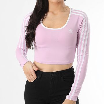 Adidas Originals - Camiseta 3 Rayas Manga Larga Mujer Lila JD4628