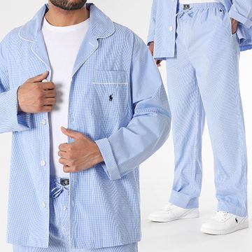 Polo Ralph Lauren - Conjunto de camisa azul claro de manga larga y pantalón de cuadros